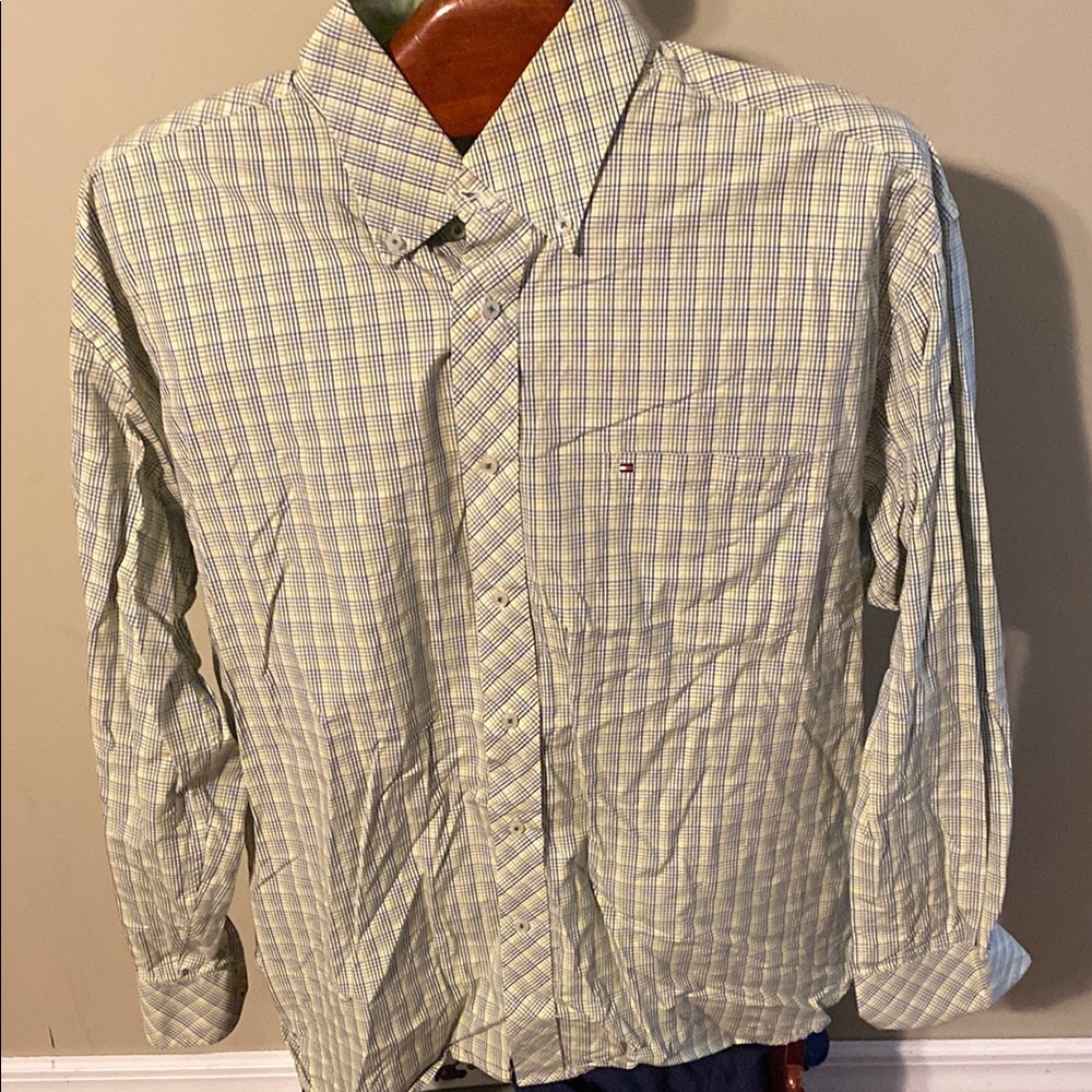 Tommy Hilfiger Green Plaid Casual Button Down Shirt
